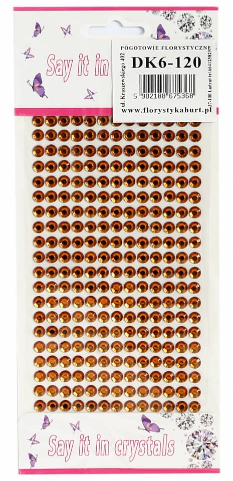 Dżety samoprzylepne kryształki 6mm/260sz, brązowe