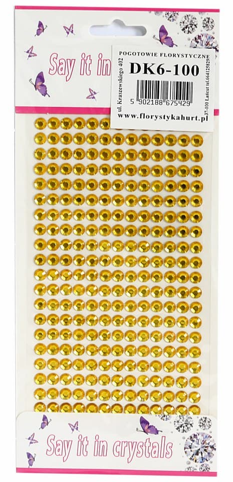 Dżety samoprzylepne kryształki 6mm/260szt, złote