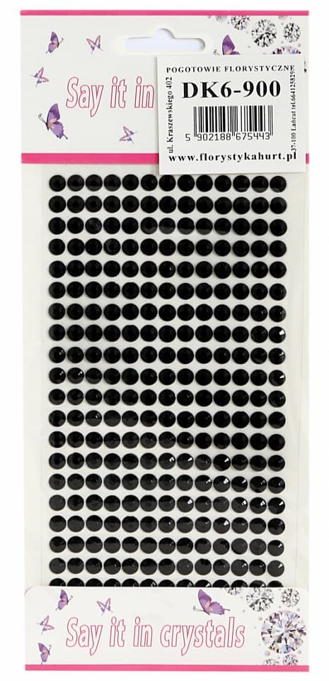 Dżety samoprzylepne kryształki 6mm/260szt, czarne
