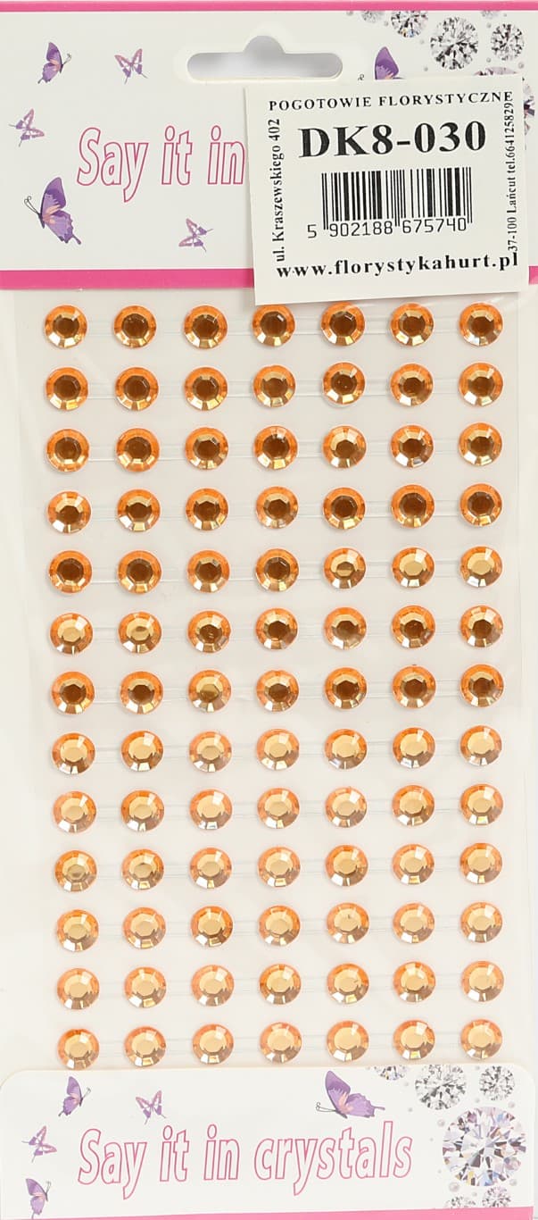 Dżety samoprzylepne kryształki 8mm/91sz pomarańcz