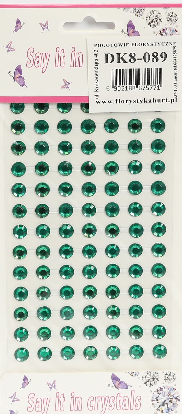 Dżety samoprzylepne kryształki 8mm/91szt, butelka