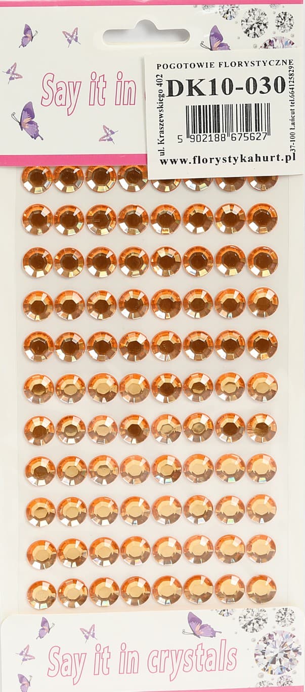 Dżety samoprzylepne kryształki 10mm/88sz pomarańcz