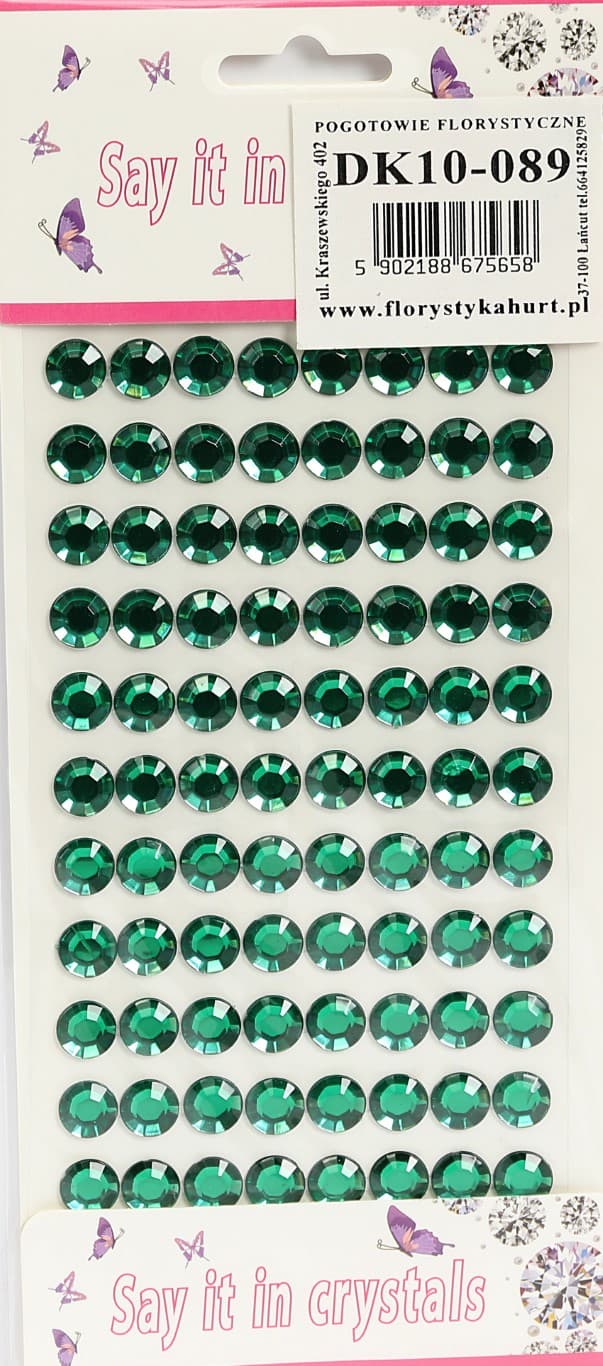 Dżety samoprzylepne kryształki 10mm/88szt, butelka