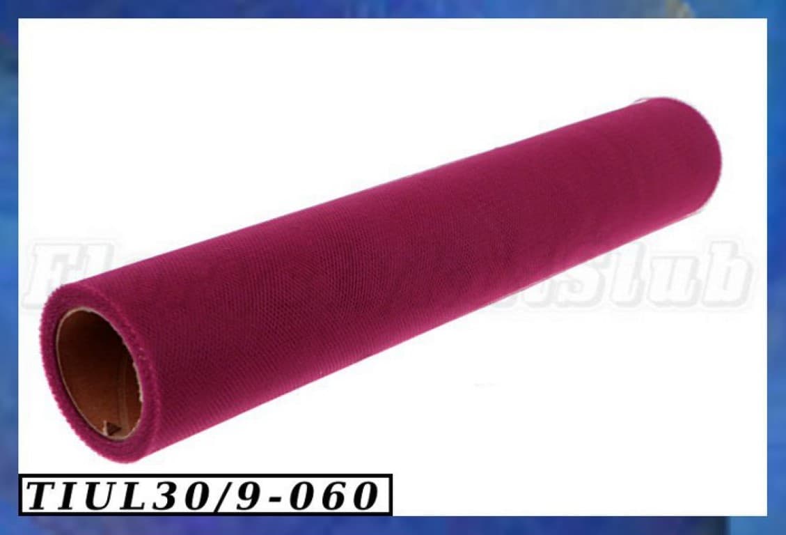 Tiul Drobny, 30cm/9m bordowy