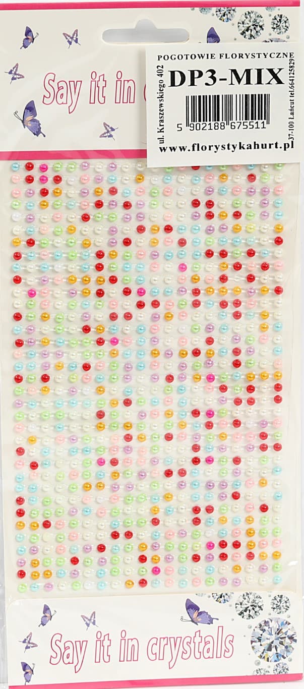 Dżety samoprzylepne perełki 3mm/700szt, mix kolor