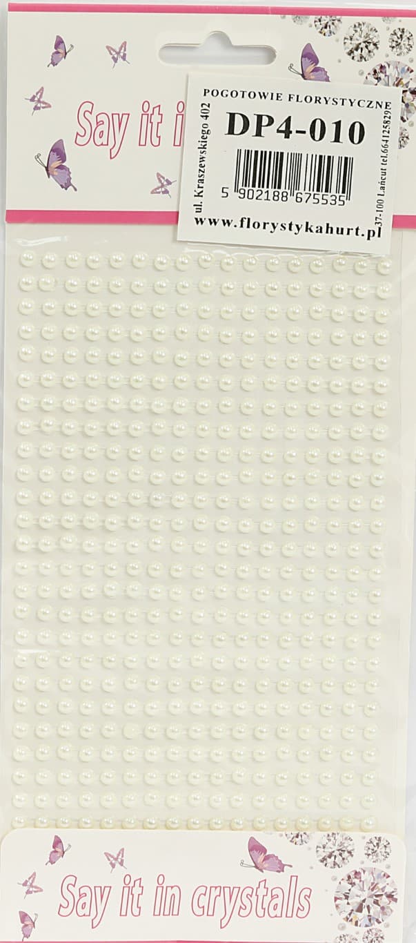 Dżety samoprzylepne perełki 4mm/442szt, kremowe