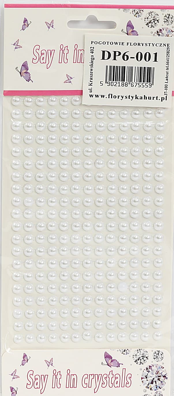 Dżety samoprzylepne perełki 6mm/260szt, białe