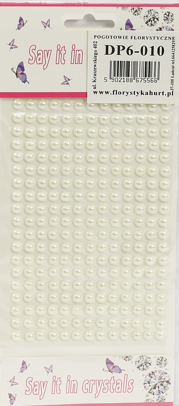 Dżety samoprzylepne perełki 6mm/260szt, kremowe