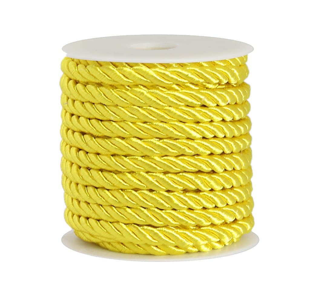 Sznur atłasowy skręcany, śr. 6mm/10y, żółty