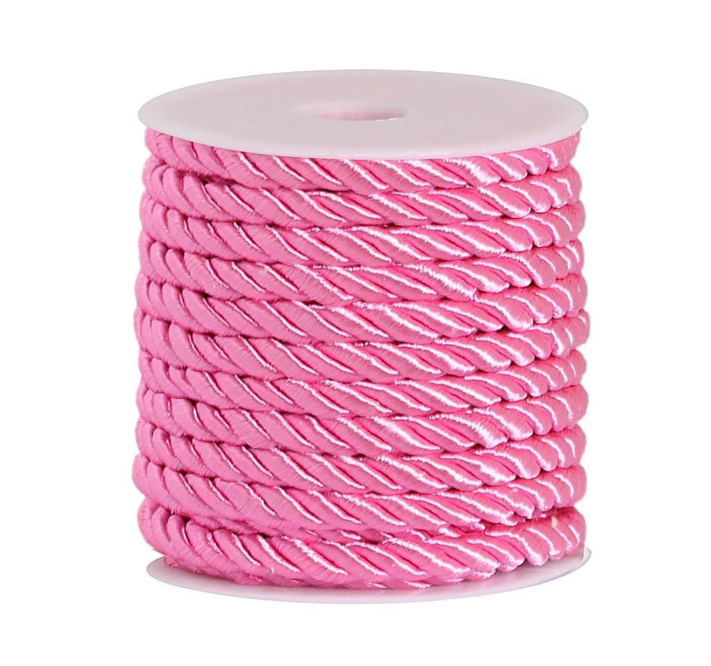 Sznur atłasowy skręcany, śr. 6mm/10y, różowy