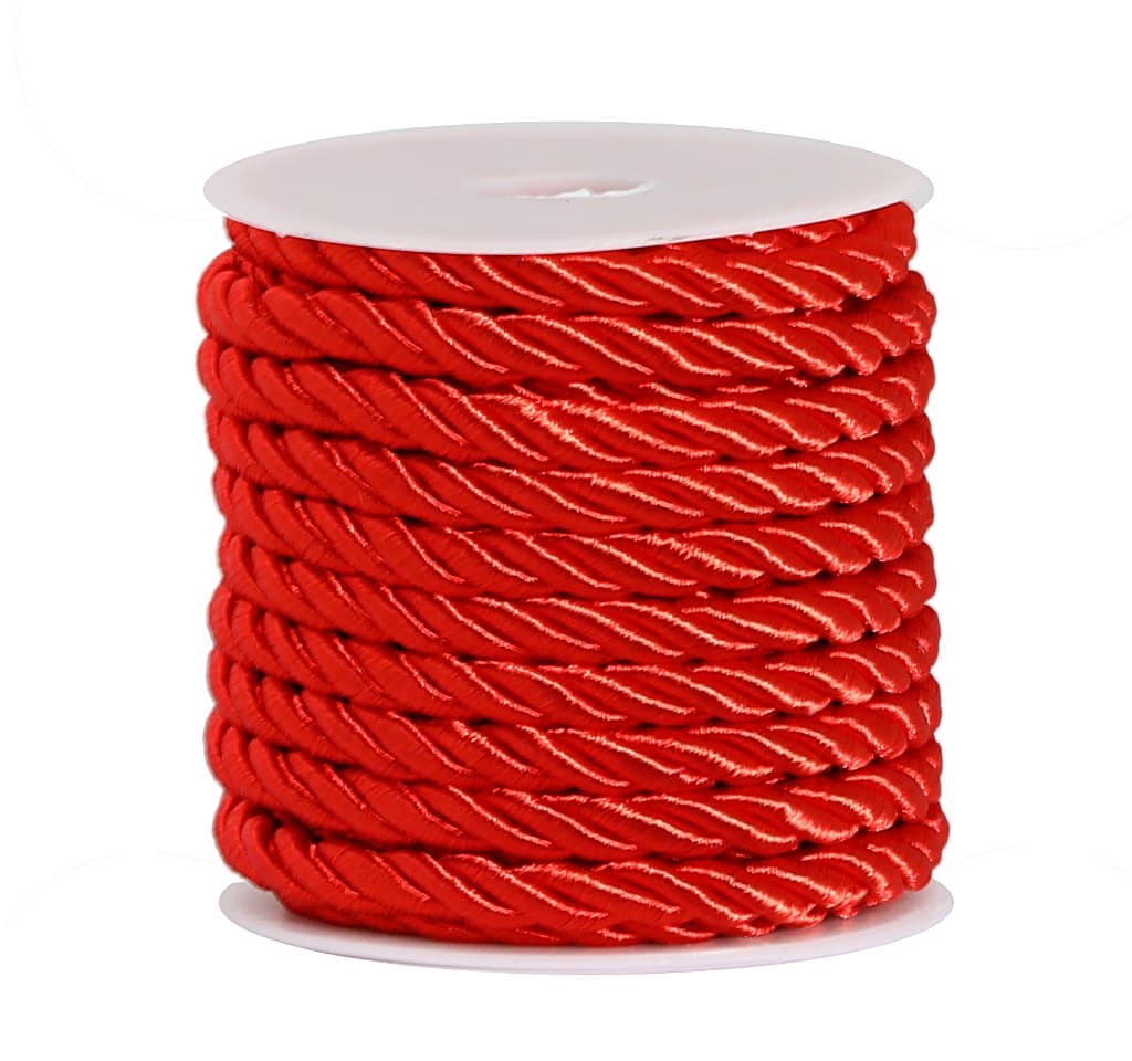 Sznur atłasowy skręcany, śr. 6mm/10y, czerwony