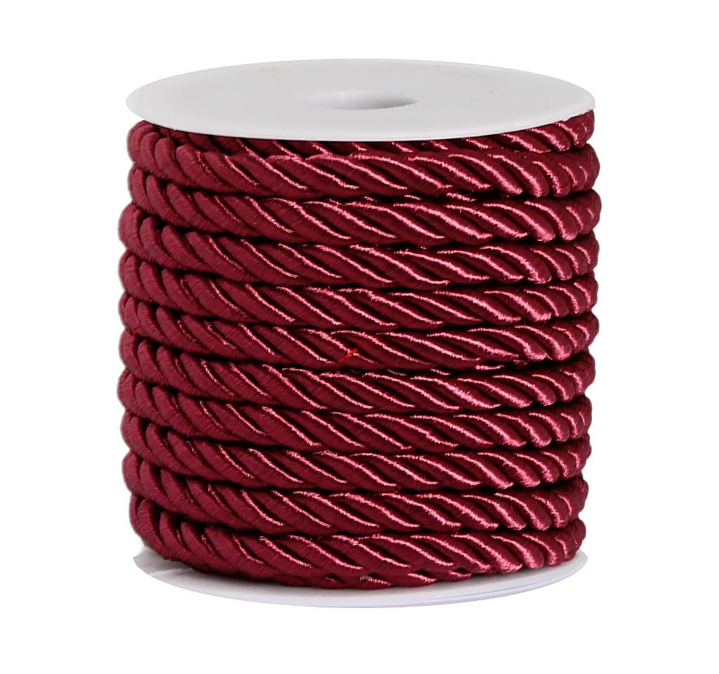 Sznur atłasowy skręcany, śr. 6mm/10y, bordowy