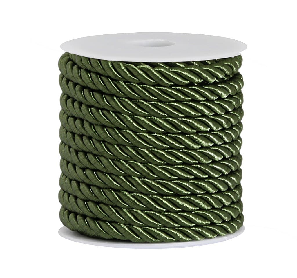 Sznur atłasowy skręcany, 6mm/10y, ciemna oliwka