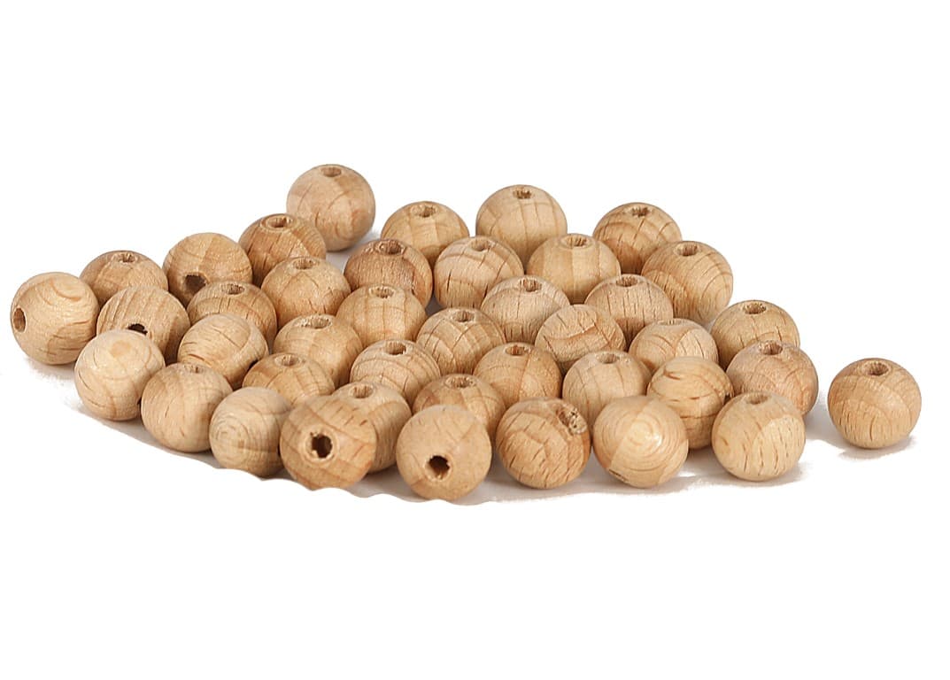 Korale, perły drewniane z dziurką, śr.10mm/40szt
