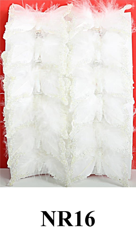 Sztuczne białe motyle szer. 8cm, 12szt.