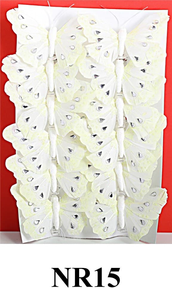 Sztuczne białe motyle szer. 8cm, 12szt.