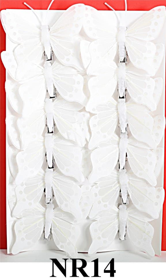 Sztuczne białe motyle szer. 8cm, 12szt.