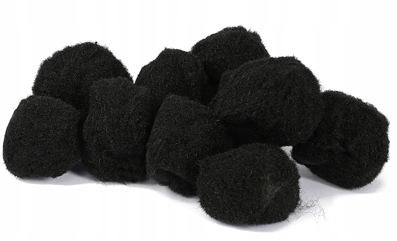 Pompony miękkie, śr. 5cm/10szt, czarne
