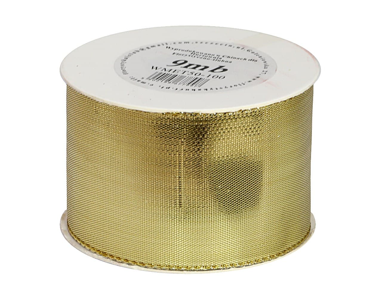 Wstążka metalizowana 50mm/9mb, złota