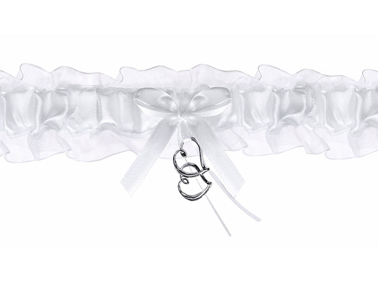 Podwiązka szyfonowa z serduszkami, biała