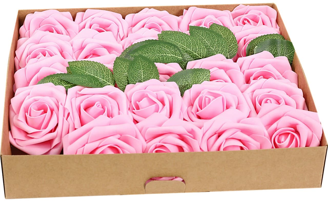 Piankowe kwiaty na drucie, śr.7,5cm/25szt, różowe