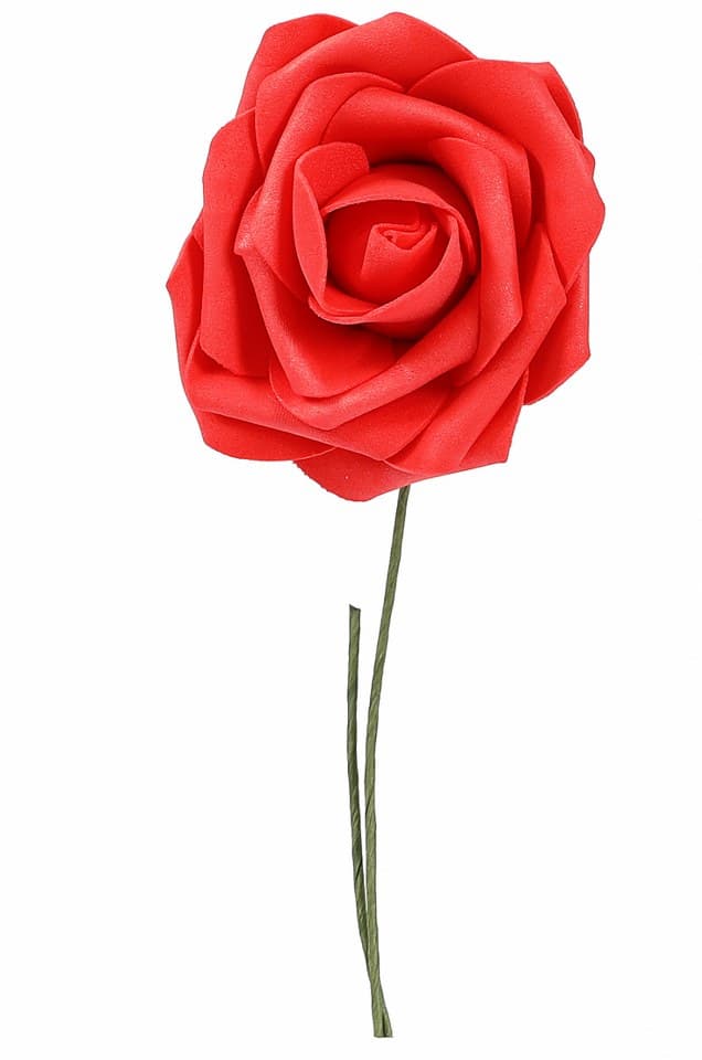 Piankowe kwiaty na drucie, śr.7,5cm/25, czerwone