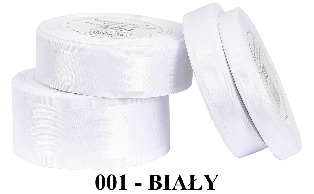Wstążka z paskami satyna/tafta 38mm/20y, biała