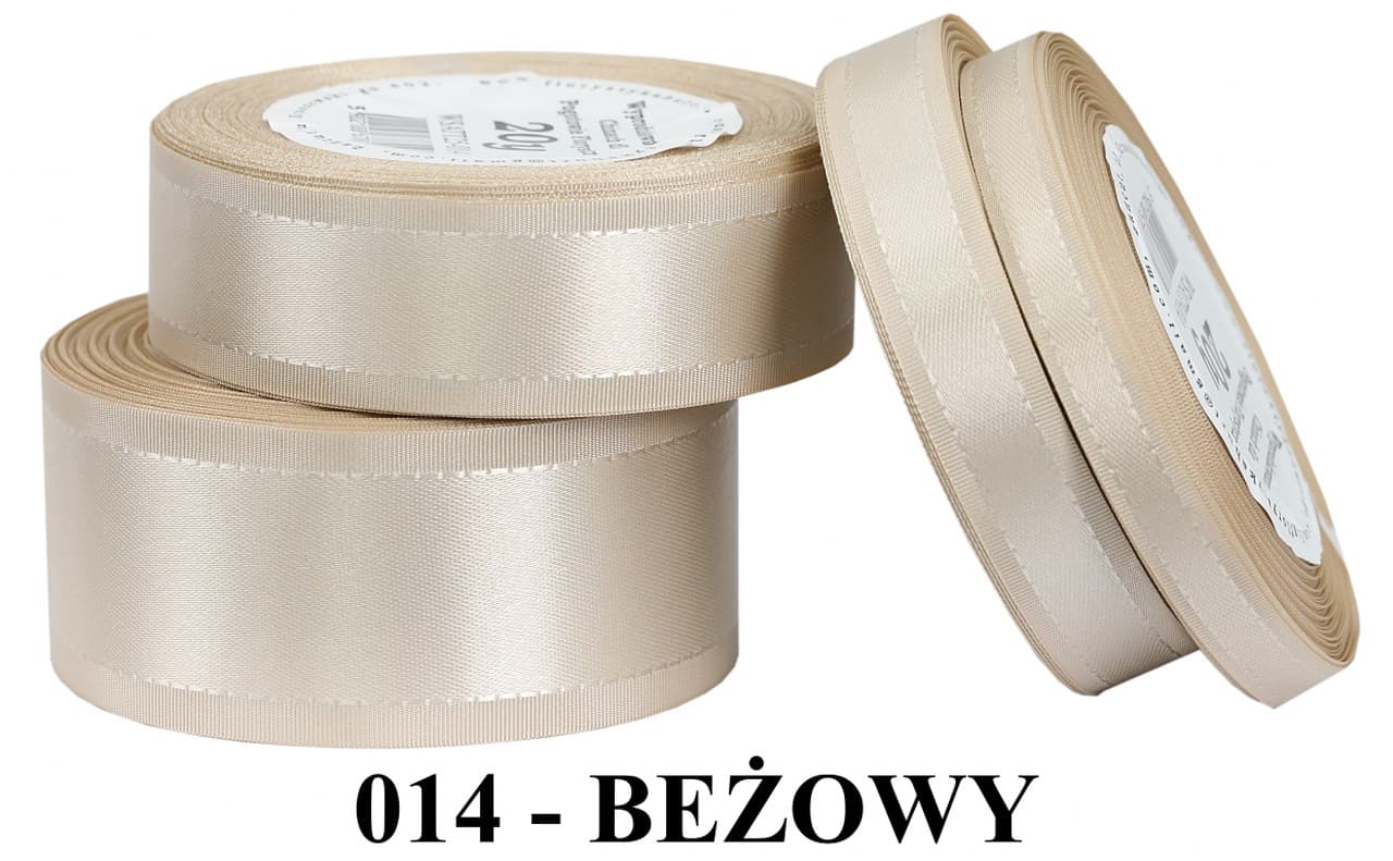 Wstążka z paskami satyna/tafta 15mm/20y, beżowa