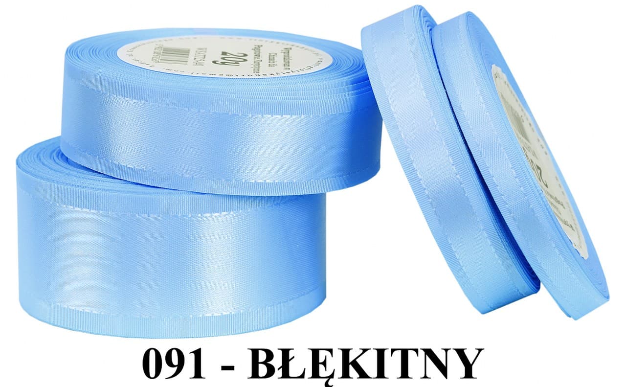 Wstążka z paskami satyna/tafta 15mm/20y, błękitna