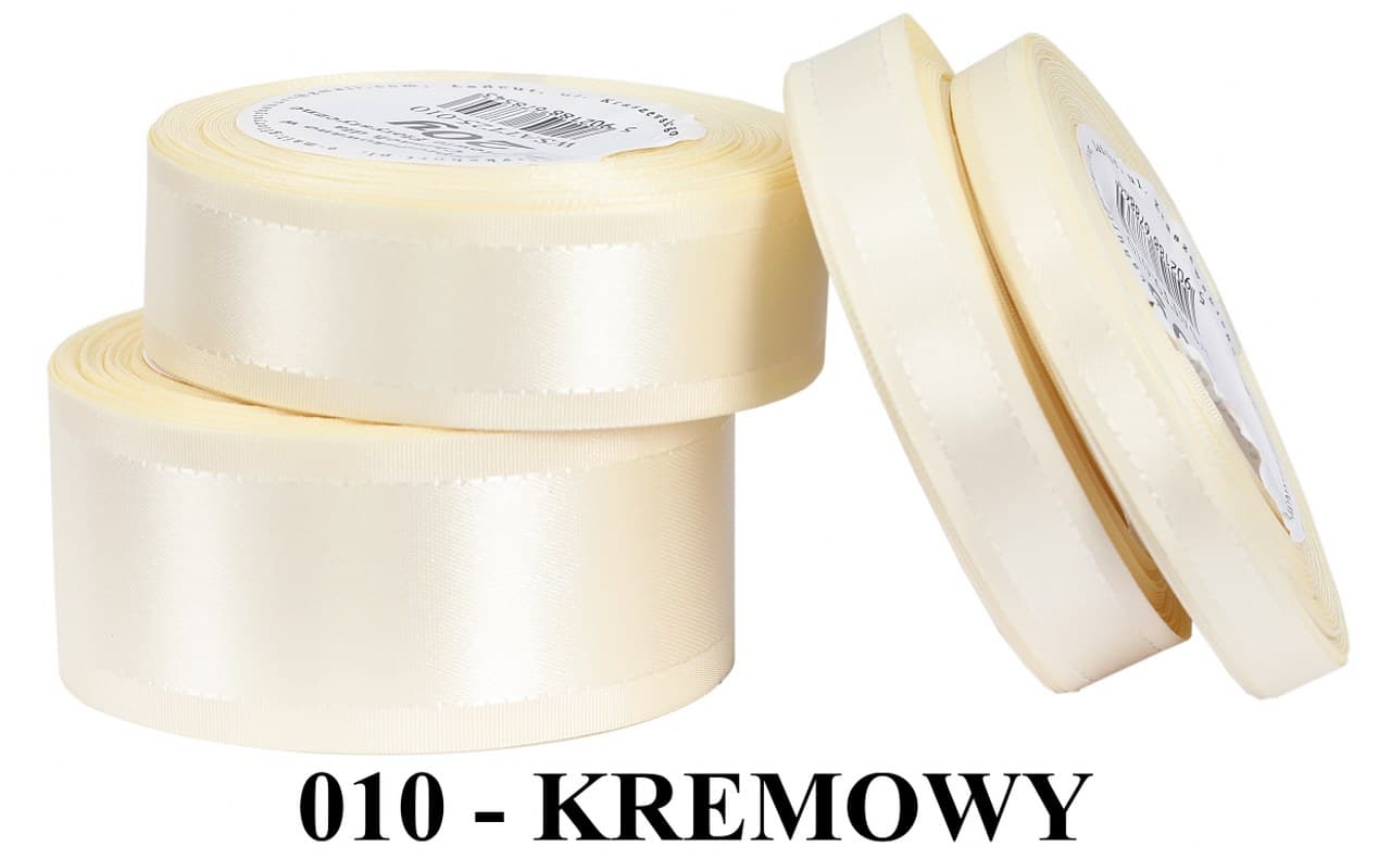 Wstążka z paskami satyna/tafta 25mm/20y, kremowa