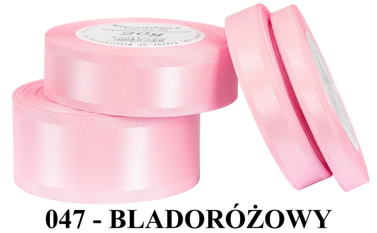 Wstążka z paskami satyna/tafta 25mm/20y, blady róż