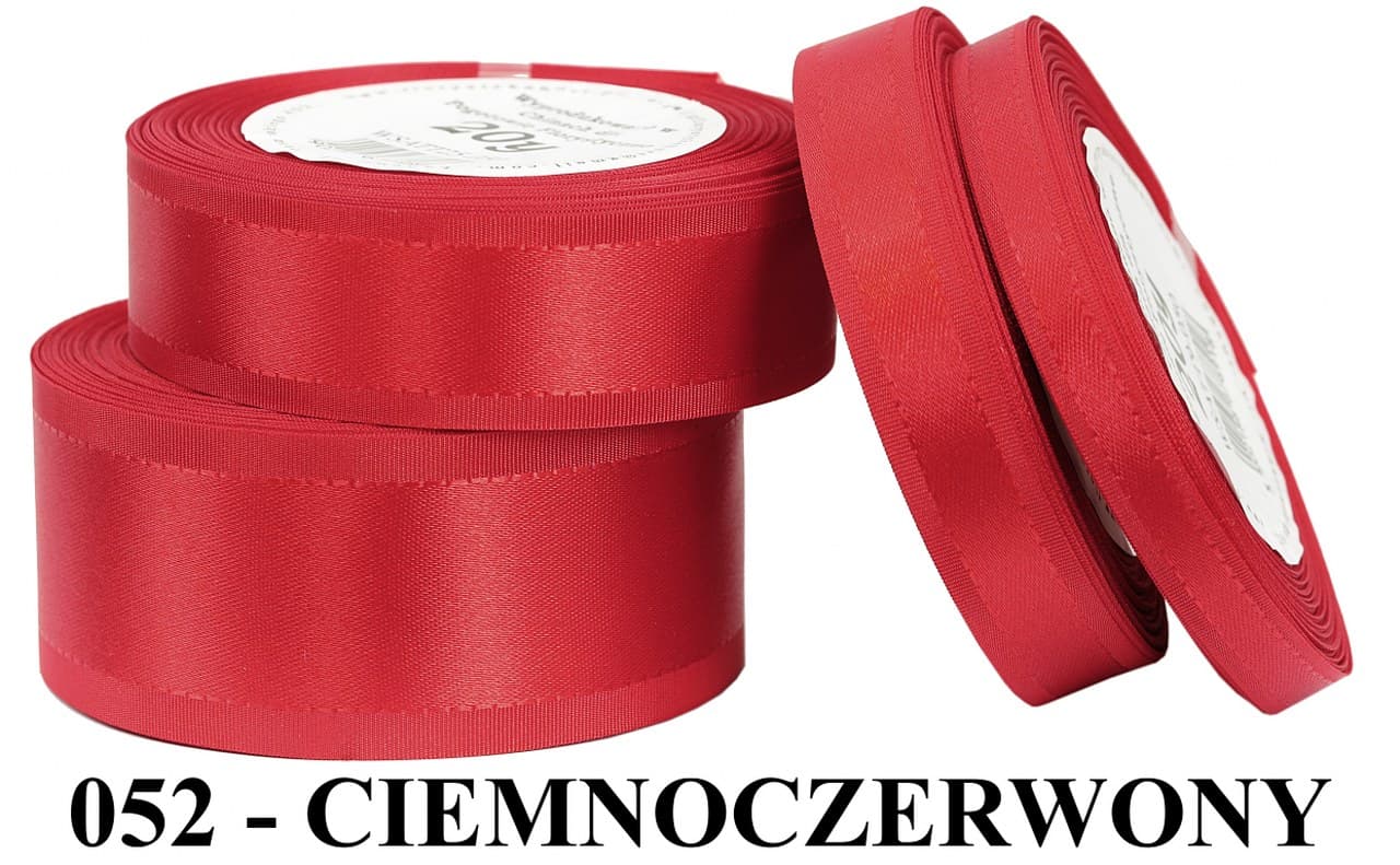 Wstążka z paskami satyna/tafta 25mm/20y c.czerwona