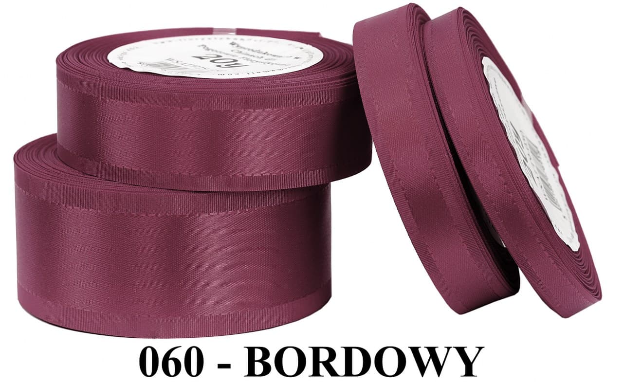 Wstążka z paskami satyna/tafta 38mm/20y, bordowa