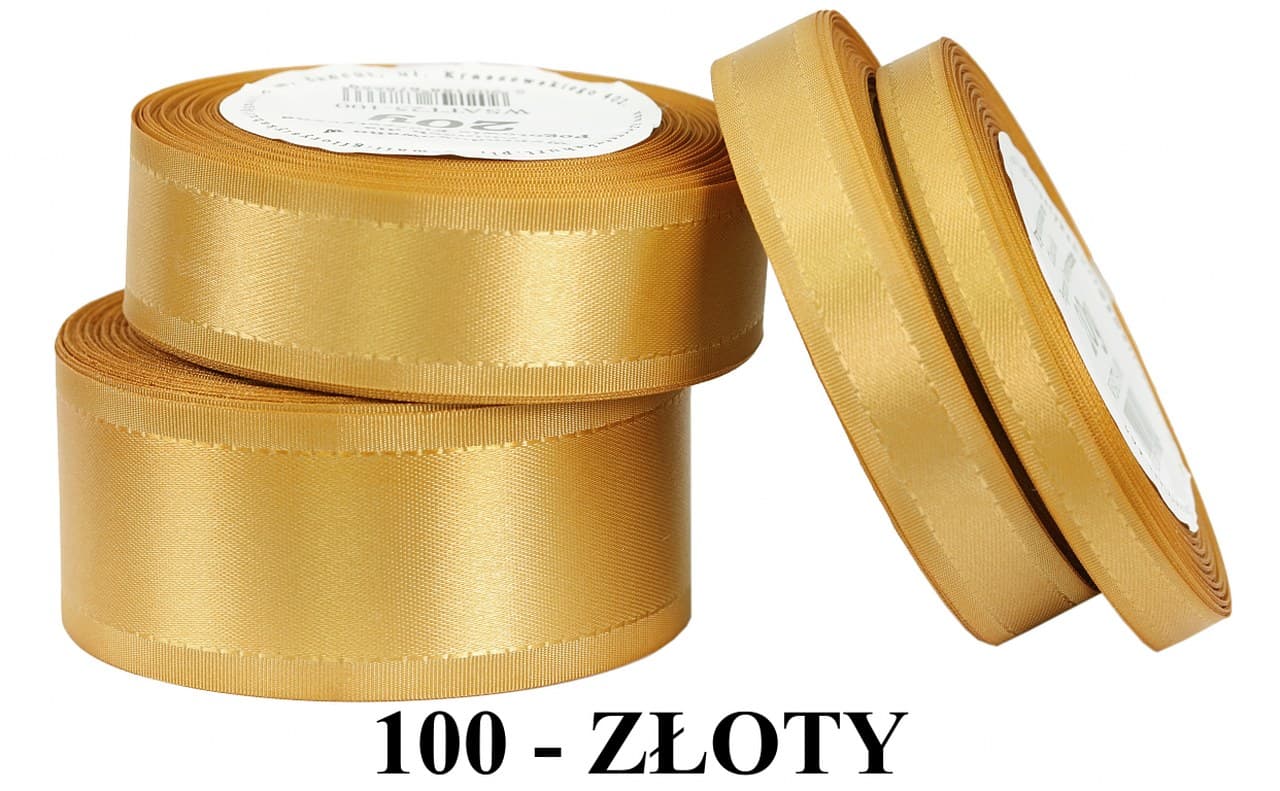 Wstążka z paskami satyna/tafta 38mm/20y, złota