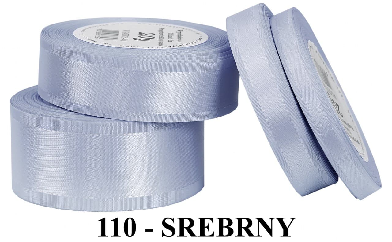 Wstążka z paskami satyna/tafta 38mm/20y, srebrna