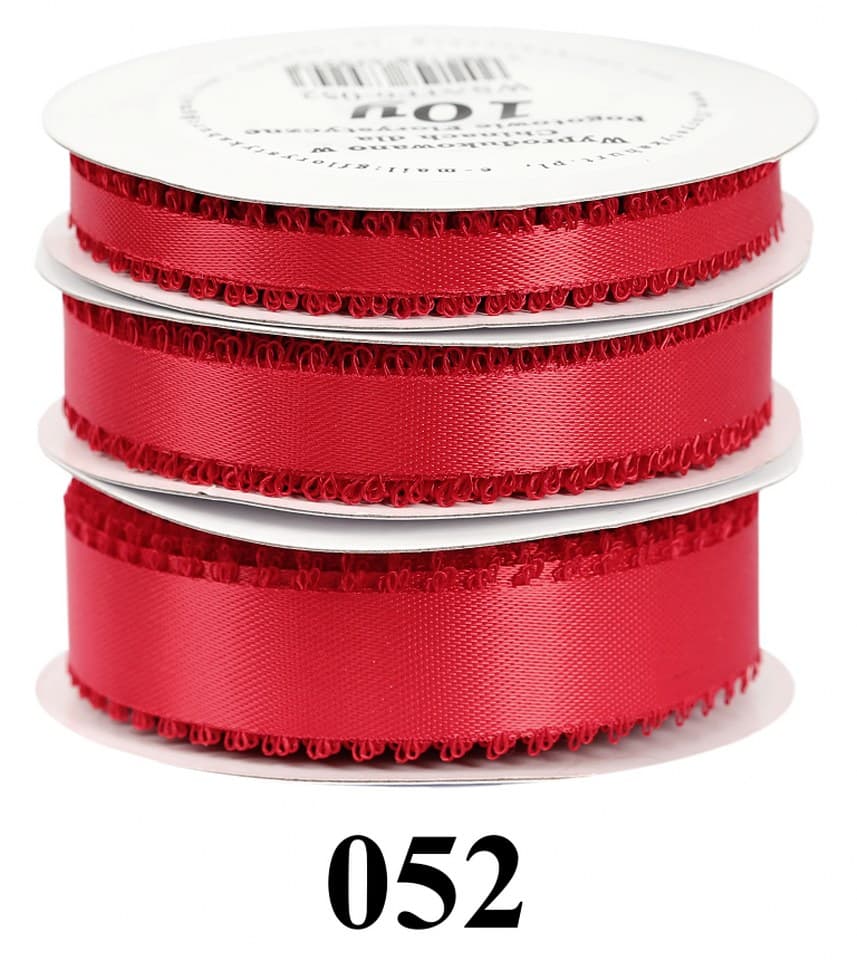 Wstążka satynowa z frędzlami, 6mm/10y, c.czerwona