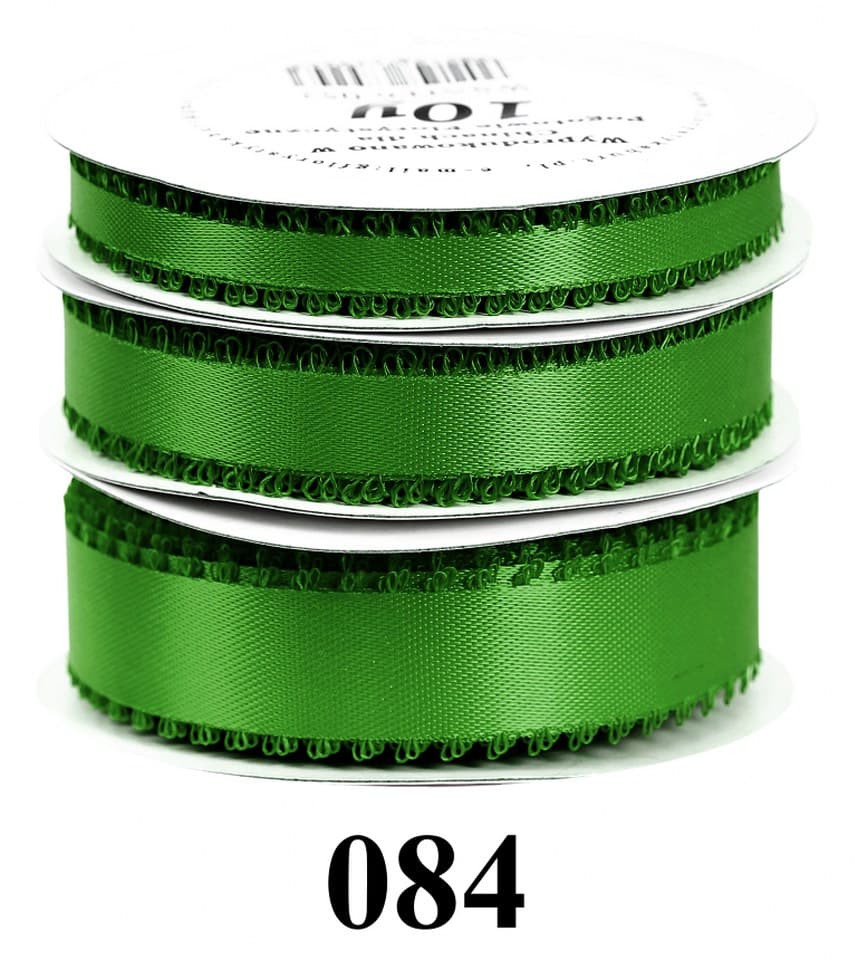 Wstążka satynowa z frędzlami, 6mm/10y, trawa