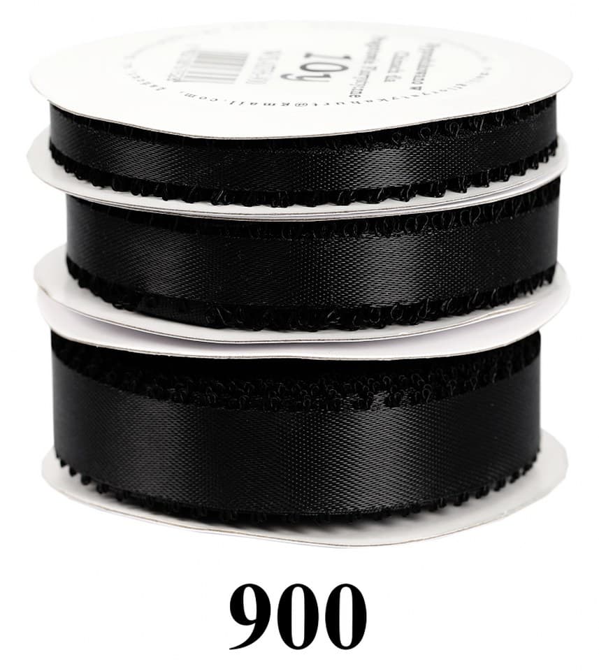 Wstążka satynowa z frędzlami, 6mm/10y, czarna