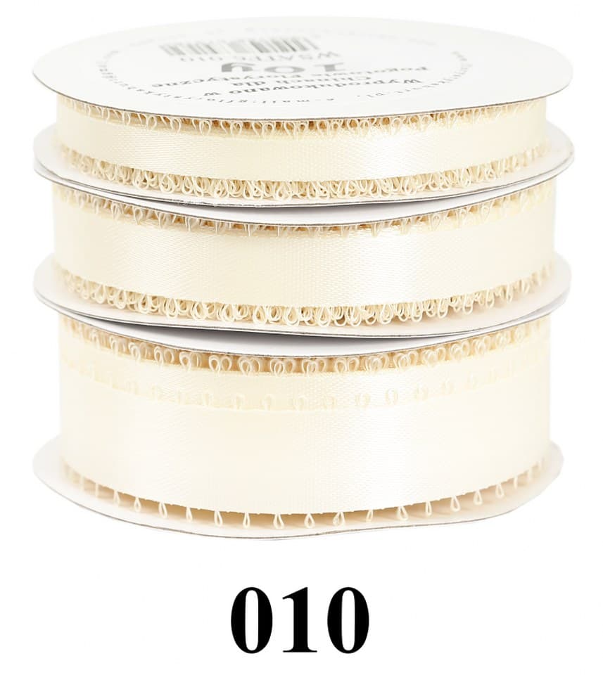 Wstążka satynowa z frędzlami, 9mm/10y, kremowa