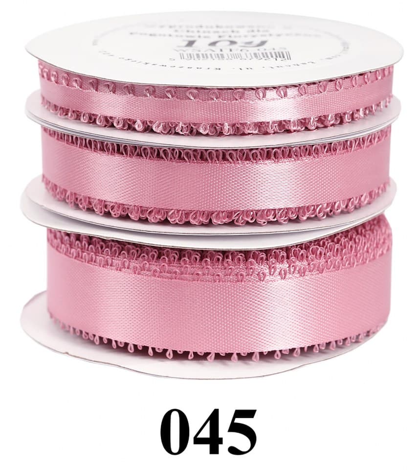 Wstążka satynowa z frędzlami, 9mm/10y, brudny róż