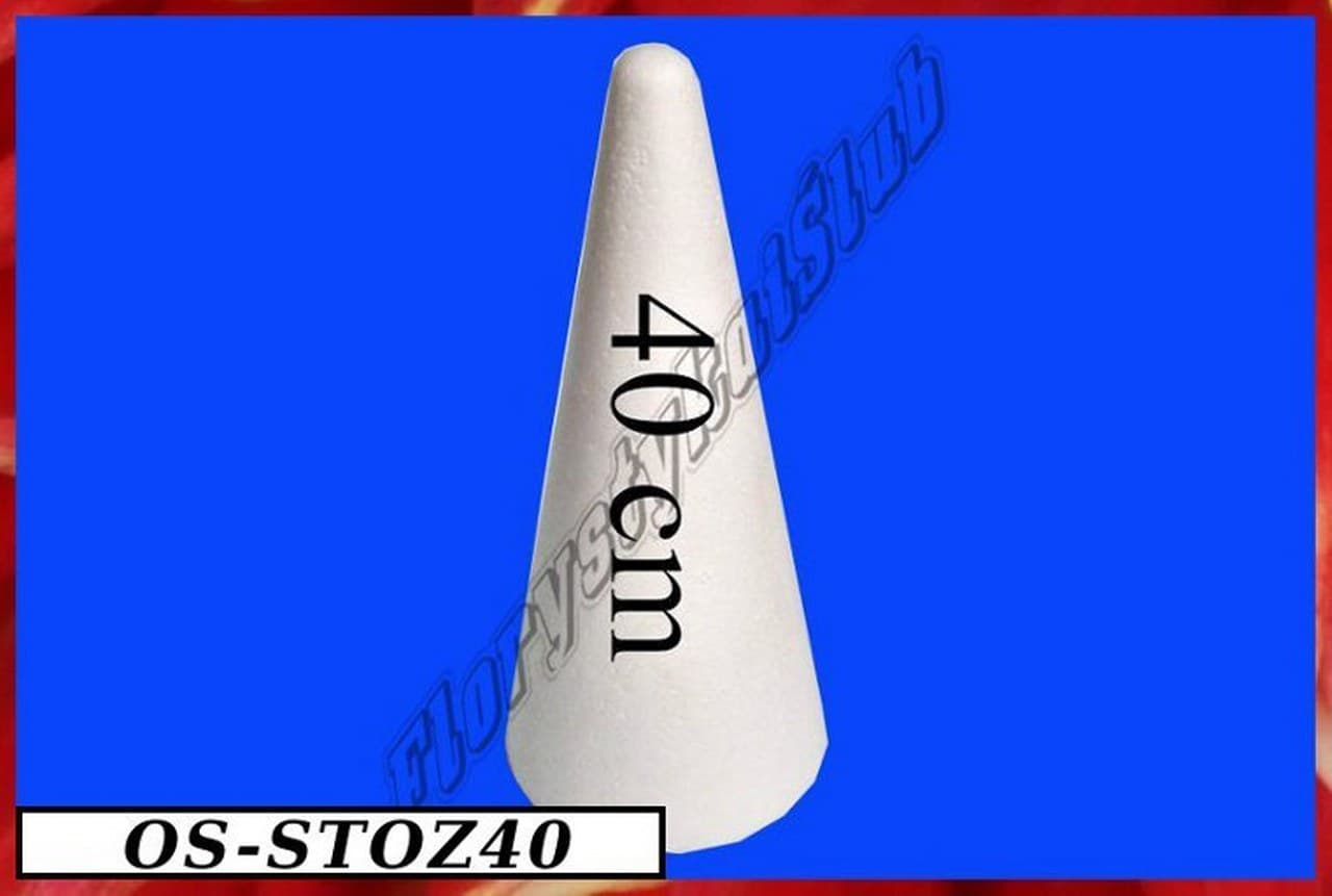 Stożek styropianowy, wys. 40 cm S40