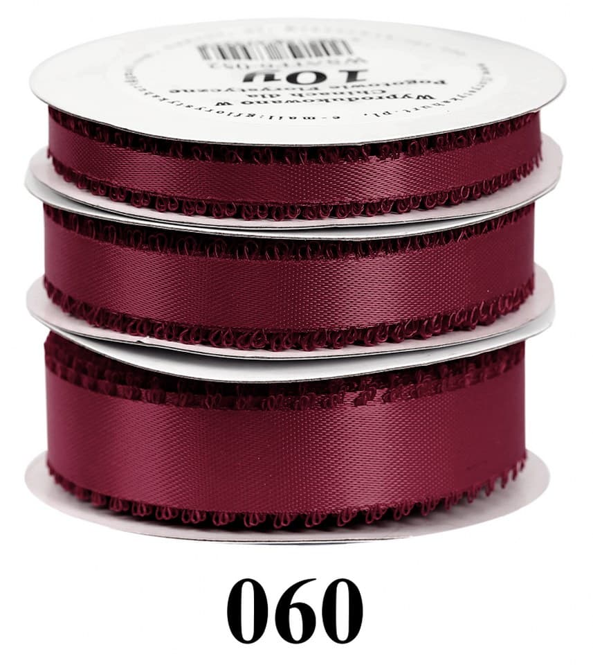 Wstążka satynowa z frędzlami, 15mm/10y, bordowa