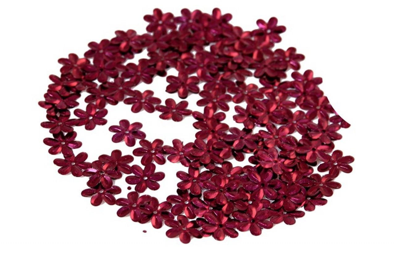 Cekiny kwiatki duże 15mm/5gram bordowe