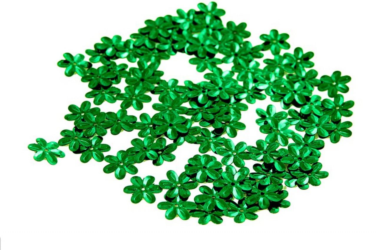 Cekiny kwiatki duże 15mm/5gram zielony trawa