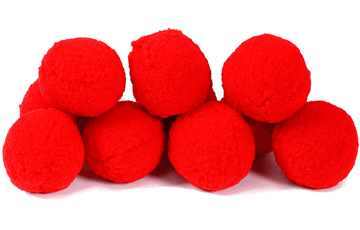 Pompony welurowe, śr.5cm/10szt, czerwone