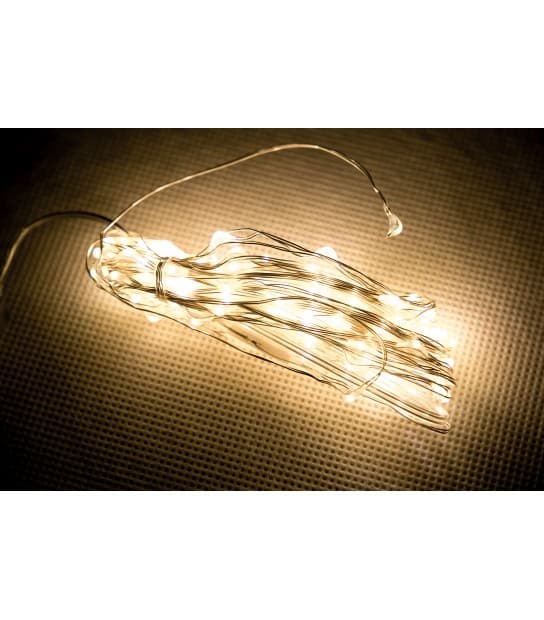 Lampki ledowe na druciku, 2 metry, barwa zimna