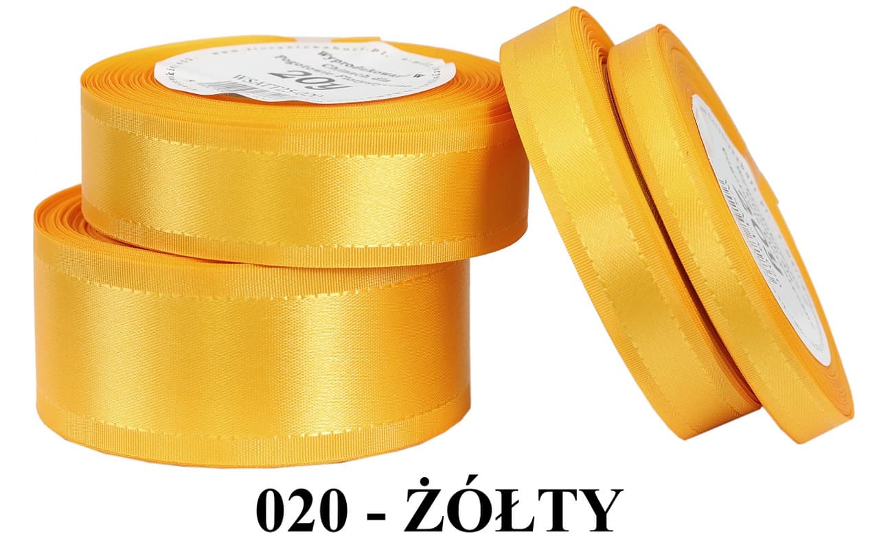 Wstążka z paskami satyna/tafta 25mm/20y, żółta