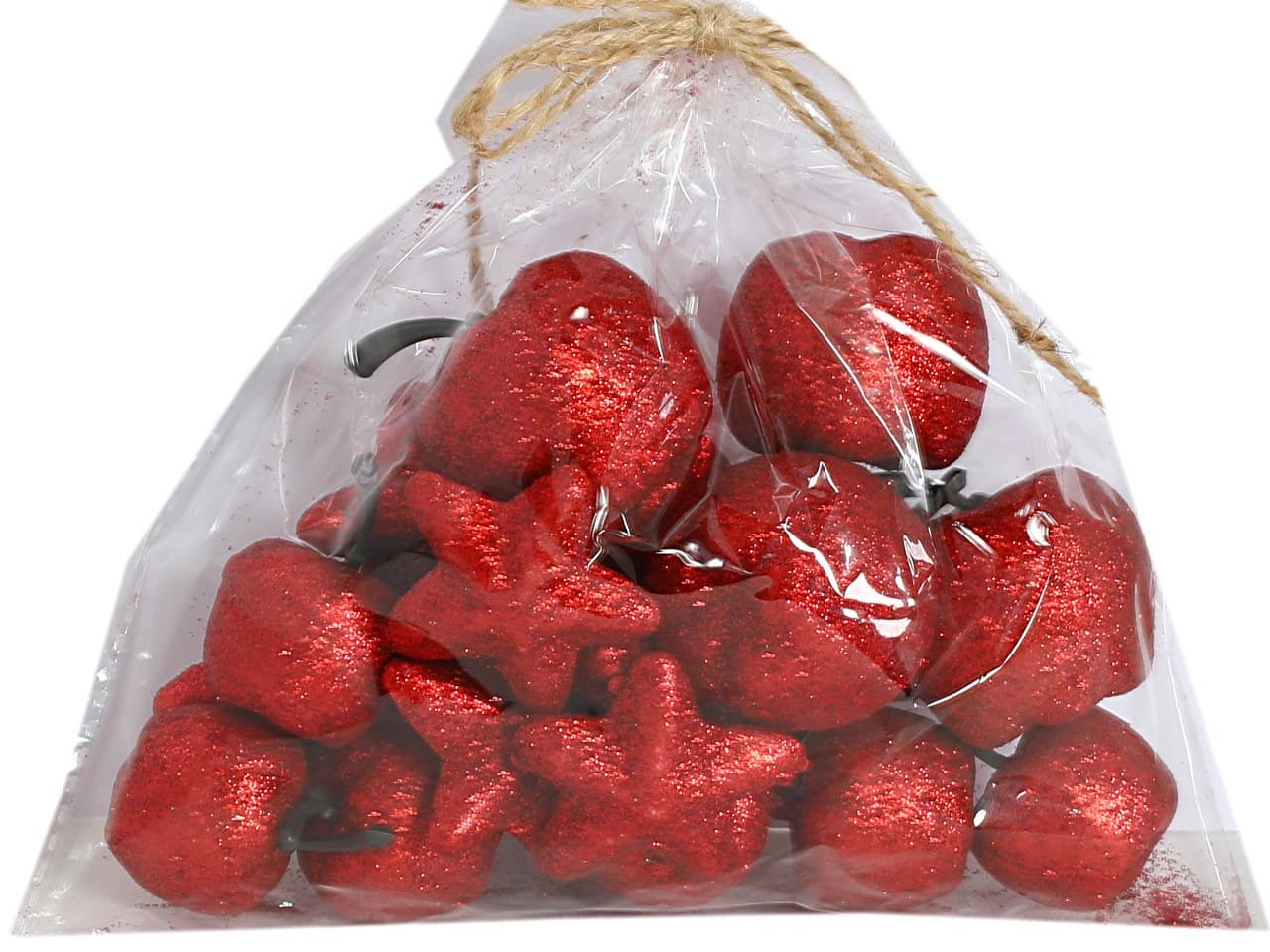 Ozdoby styropianowe z brokatem MIX 20szt, czerwone