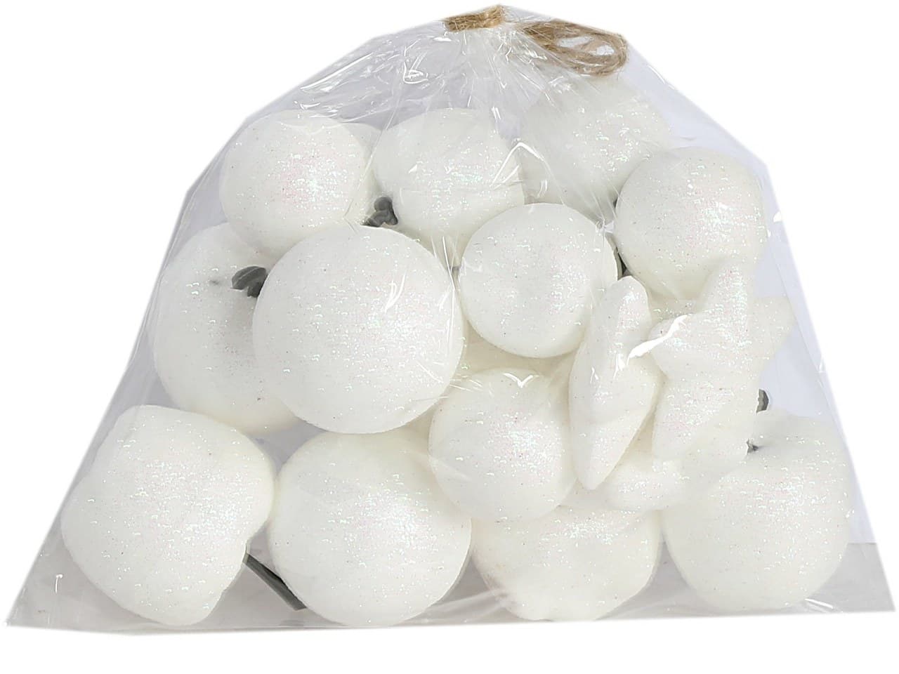 Ozdoby styropianowe z brokatem MIX 20szt, białe