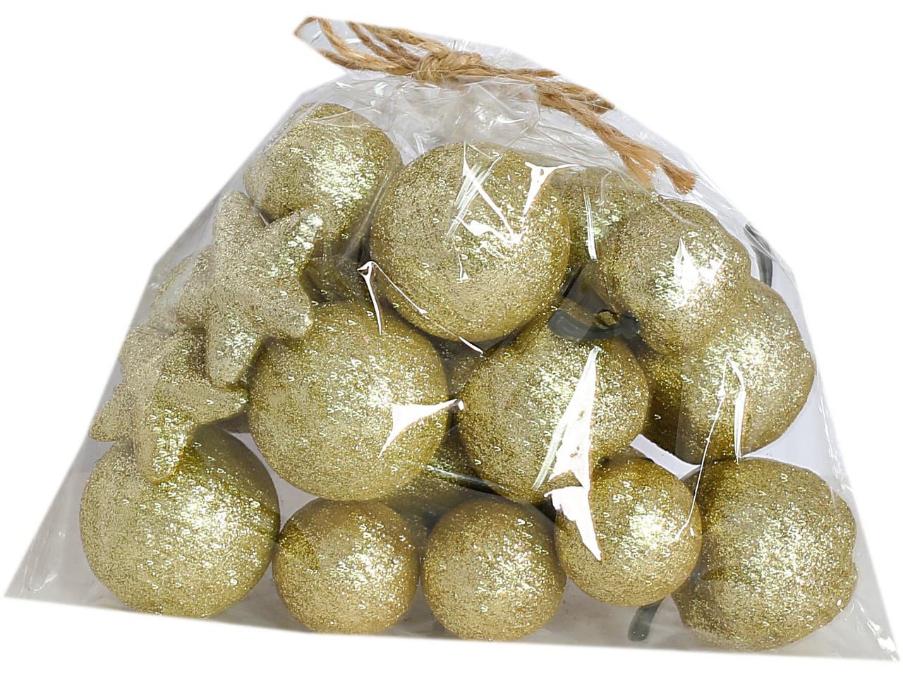 Ozdoby styropianowe z brokatem MIX 20szt, złote